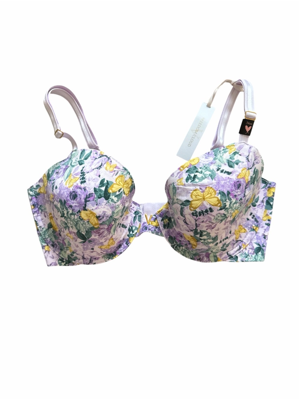 Victoria's Secret Women's Push-Up Freedom Cloud Purple Floral Butterfly Bra 34DD